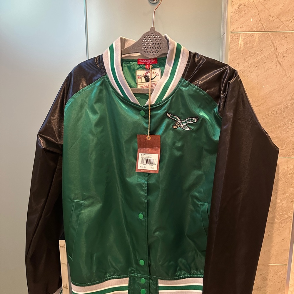 Philadelphia Eagles Mitchell & Ness Green and Gray Throwback Jacket